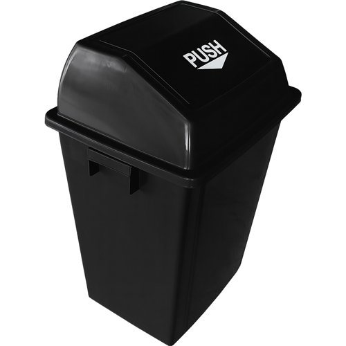 Square Push Lid Bin 40 Litres Black | Stalwart DA-XDL40B2BLACK
