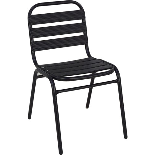 Bistro Dining Chair Aluminium Frame Ribbed Plastic Slats Indoors &amp Outdoors Black | Stalwart DA-SC015C
