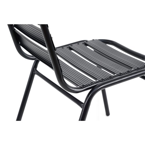 Bistro Dining Chair Aluminium Frame Ribbed Plastic Slats Indoors &amp Outdoors Black | Stalwart DA-SC015C