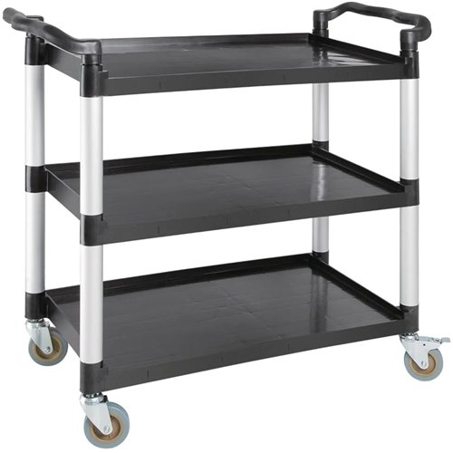 Professional Utility Trolley Multi-purpose 3 tier Black 1070x500x990mm | Stwalwart DA-JYXUC407BLACK