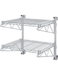 Wall-Mounted Wire Shelf 2 Tier 200kg Capacity Chrome Finish 600x450x600mm | Stwalwart DA-WR604580A2C