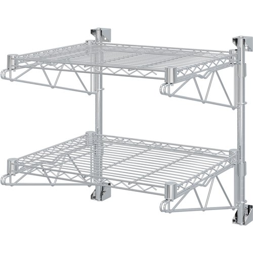 Wall-Mounted Wire Shelf 2 Tier 200kg Capacity Chrome Finish 600x450x600mm | Stwalwart DA-WR604580A2C