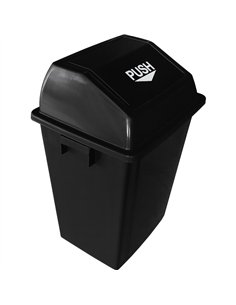 Square Push Lid Bin 100 Litres Black | Stwalwart DA-XDL100D11BLACK