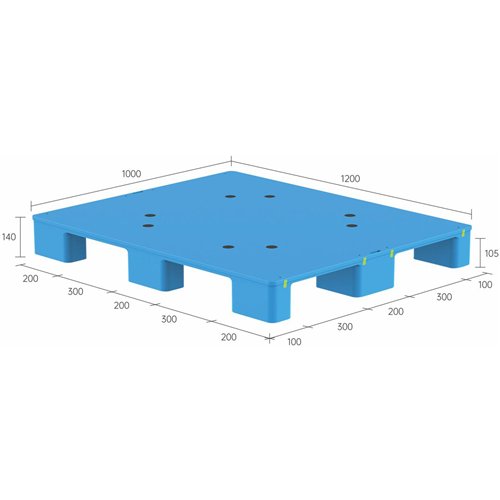 Lightweight Solid Plastic Pallet 1200x1000x140mm Blue | Stwalwart DA-XDP1210WJBBLUE