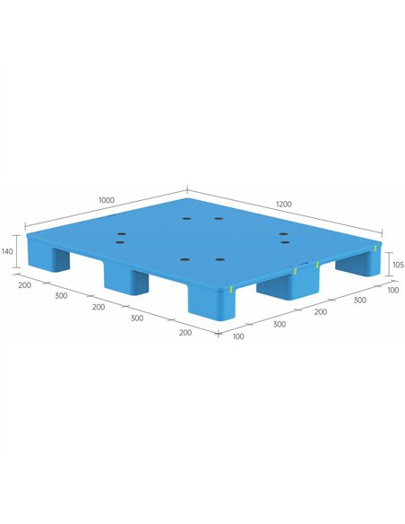 Lightweight Solid Plastic Pallet 1200x1000x140mm Blue | Stwalwart DA-XDP1210WJBBLUE
