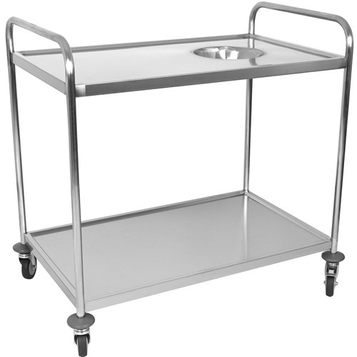 Commercial 2-Tier Stainless Steel Waste Sorting Trolley with Cutlery Tray Slot 1000×620×1000mm| Stwalwart DA-CG10062