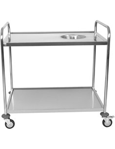 Commercial 2-Tier Stainless Steel Waste Sorting Trolley with Cutlery Tray Slot 1000×620×1000mm| Stwalwart DA-CG10062 2