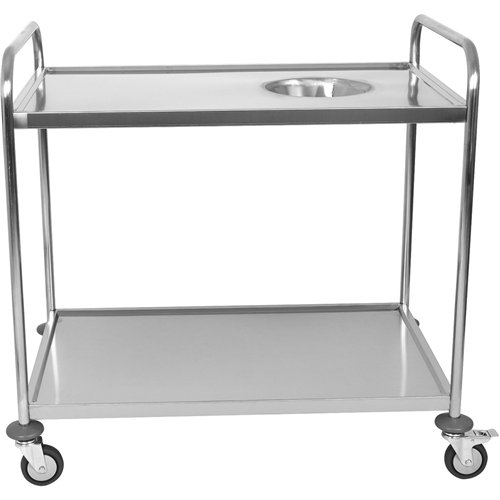 Commercial 2-Tier Stainless Steel Waste Sorting Trolley with Cutlery Tray Slot 1000×620×1000mm| Stwalwart DA-CG10062