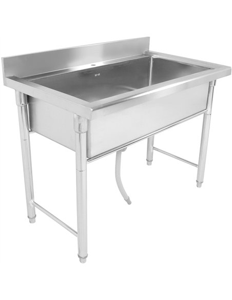 Commercial Hand and Pot Wash Sink Stainless Steel 1 Bowl Splashback 1000x700x900mm Round Legs | Stwalwart DA-PSR10070
