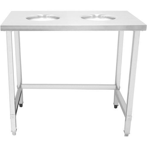Commercial Stainless Steel Waste Collection Table with Dual Circular Openings 1000x600x900mm | Stwalwart DA-SC10060