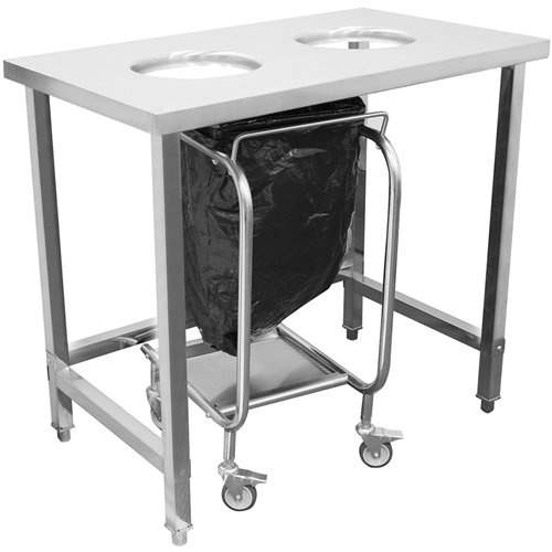 Commercial Stainless Steel Waste Collection Table with Dual Circular Openings 1000x600x900mm | Stwalwart DA-SC10060