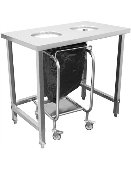 Commercial Stainless Steel Waste Collection Table with Dual Circular Openings 1000x600x900mm | Stwalwart DA-SC10060