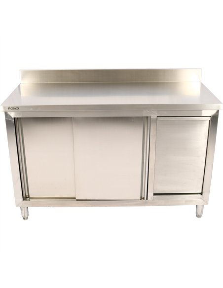 Commercial Stainless Steel Cupboard with Right-Side Rubbish Bin &amp Sliding Door 1400x700x1000mm | Stwalwart DA-SCP70140BRBR