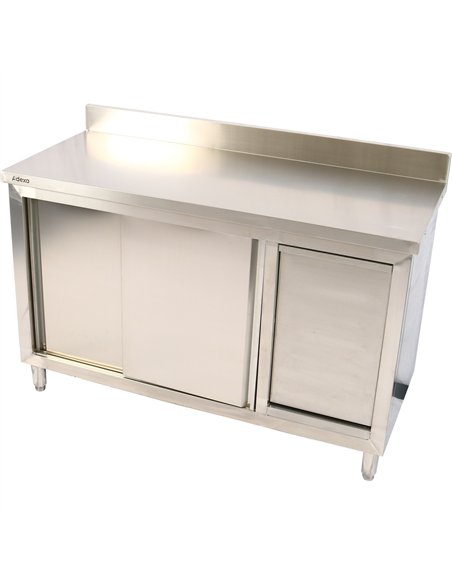 Commercial Stainless Steel Cupboard with Right-Side Rubbish Bin &amp Sliding Door 1800x700x1000mm | Stwalwart DA-SCP70180BRBR