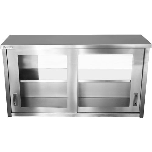 Commercial Wall Cabinet Cupboard Glass Doors Stainless Steel 1800x400x650mm | Stwalwart DA-SWCGD180402