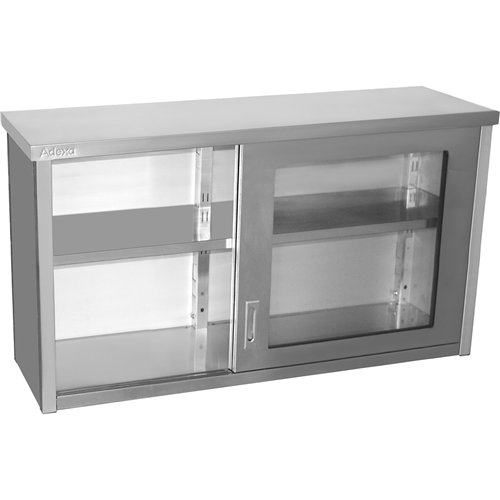 Commercial Wall Cabinet Cupboard Glass Doors Stainless Steel 1800x400x650mm | Stwalwart DA-SWCGD180402