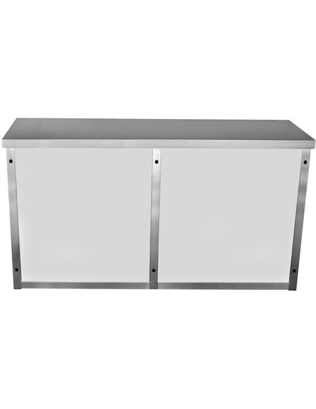 Commercial Wall Cabinet Cupboard Glass Doors Stainless Steel 1800x400x800mm | Stwalwart DA-SWCGDHH180402
