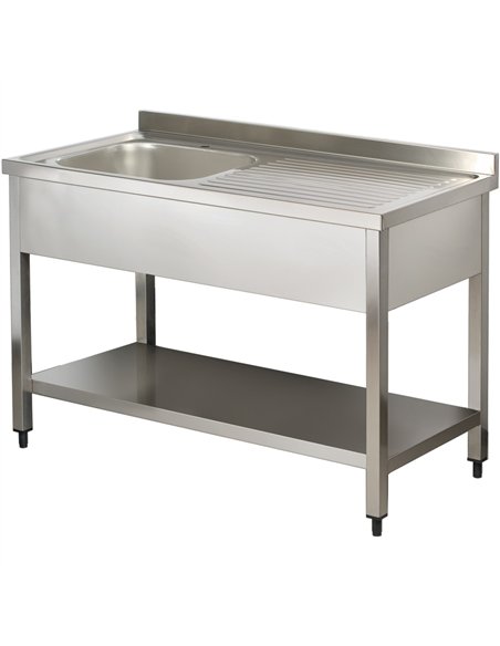 Commercial Stainless Steel Double Sink with 2 Right Bowls &amp Left Scrapping Hole + Splashback 1800x700x950mm | Stwalwart DA-WH