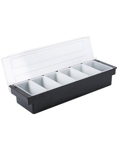 Garnish Tray / Condiment Dispenser with Lid 6 Compartments 500x160x90mm Black &amp White | Stwalwart DA-JGM108