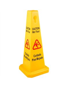 Yellow Caution Wet Floor Safety Cone English &amp Spanish 320x320x920mm | Stwalwart DA-JGM1206