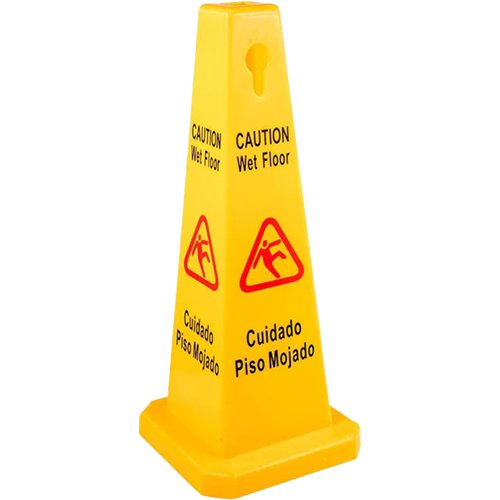 Yellow Caution Wet Floor Safety Cone English &amp Spanish 320x320x920mm | Stwalwart DA-JGM1206