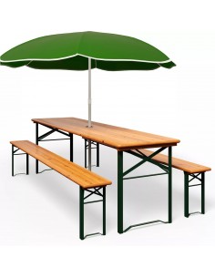 Three Piece Foldable Beer Table and Bench Set, Wooden Outdoor Garden Furniture 1800mm (Pack of 2) Stalwart DA-BT18080 Pack of 2 2