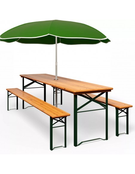 Three Piece Foldable Beer Table and Bench Set, Wooden Outdoor Garden Furniture 1800mm (Pack of 2) Stalwart DA-BT18080 Pack of 2