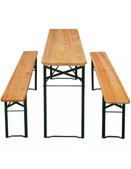 Three Piece Foldable Beer Table and Bench Set, Wooden Outdoor Garden Furniture 1800mm (Pack of 2) Stalwart DA-BT18080 Pack of 2