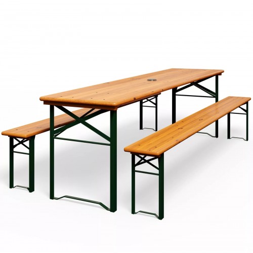Three Piece Foldable Beer Table and Bench Set, Wooden Outdoor Garden Furniture 1800mm (Pack of 2) Stalwart DA-BT18080 Pack of 2