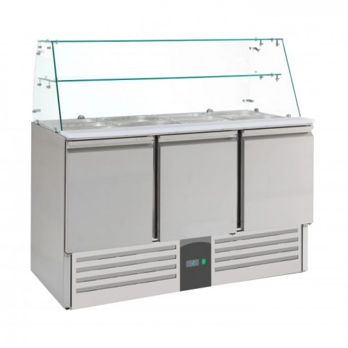 Commercial Saladette Fridge Glass top 3 doors