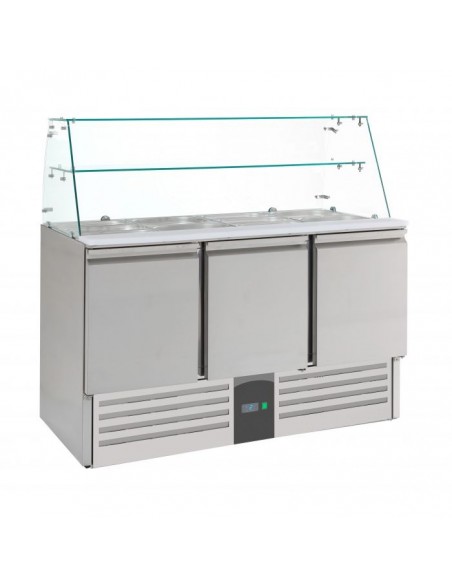 Commercial Saladette Fridge Glass top 3 doors