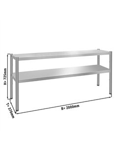 Top shelf PREMIUM - 2000x370mm - with 2 shelves 0.7 m high 2