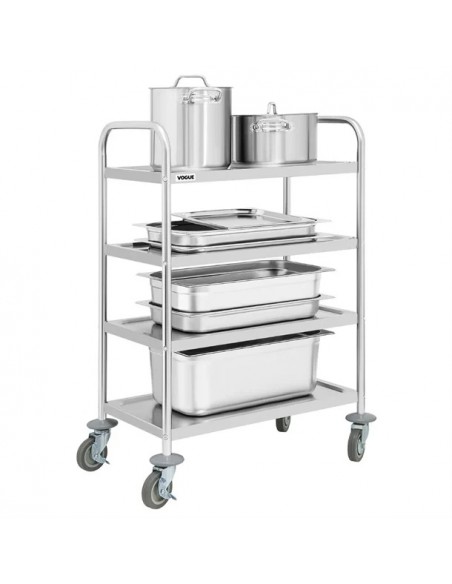 Vogue 4 Tier Clearing Trolley  710x405x1074mm Strong and durable