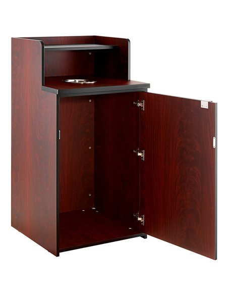 Waste Bin Enclosure Cabinet with Drop hole and Tray shelf 625x605x1210mm Mahogany | Stalwart DA-GSLJ0003M