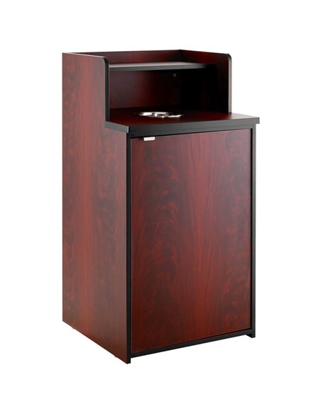 Waste Bin Enclosure Cabinet with Drop hole and Tray shelf 625x605x1210mm Mahogany | Stalwart DA-GSLJ0003M