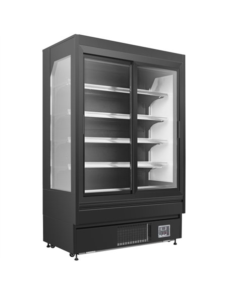 Wall Cabinet Multi Deck Refrigerator Night Curtain Black 1320x700x2000mm | Stalwart DA-BLUEL206