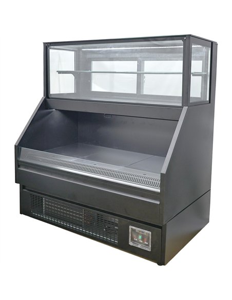 Wall Cabinet Multi Deck Refrigerator Night Curtain Black 1200x800x1175mm | Stalwart DA-BLUEL236