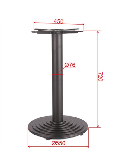 Black Cast Iron Table Base Round Ø550x720mm | Stalwart DA-A006B