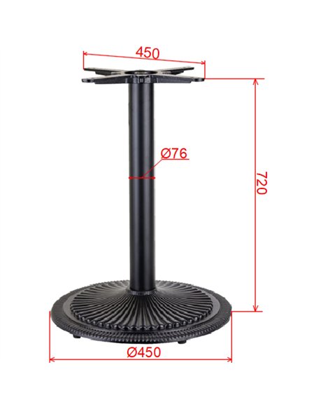 Black Cast Iron Table Base Round Ø550x720mm | Stalwart DA-A007