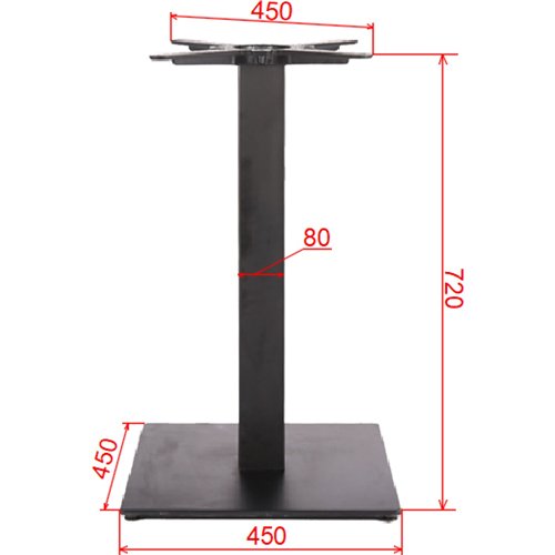 Black Cast Iron Table Base Square 450x450x720mm | Stalwart DA-A037B