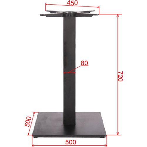 Black Cast Iron Table Base Square 500x500x720mm | Stalwart DA-A037C