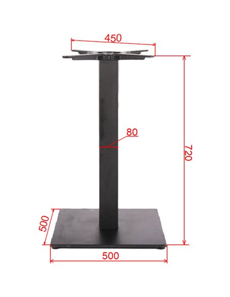 Black Cast Iron Table Base Square 500x500x720mm | Stalwart DA-A037C