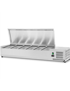 Refrigerated Servery Prep Top 1500mm 6xGN1/3 Depth 380mm Stainless Steel Lid | Stalwart DA-VRX1500/380SS