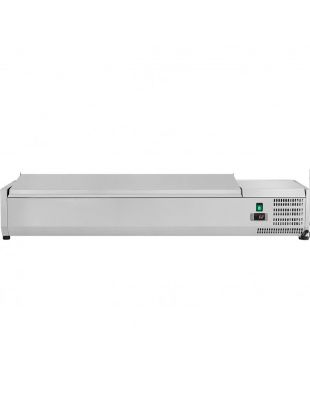 Refrigerated Servery Prep Top 1500mm 6xGN1/3 Depth 380mm Stainless Steel Lid | Stalwart DA-VRX1500/380SS