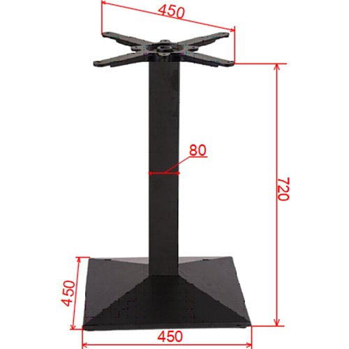 Black Cast Iron Table Base Square 450x450x720mm | Stalwart DA-A038B