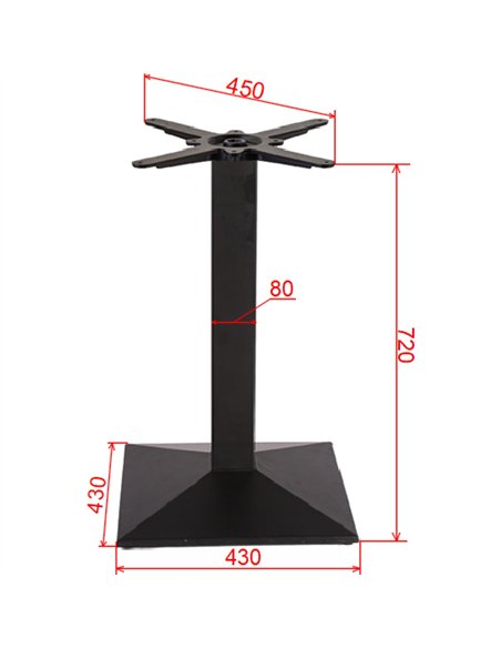 Black Cast Iron Table Base Square 430x430x720mm | Stalwart DA-A038C