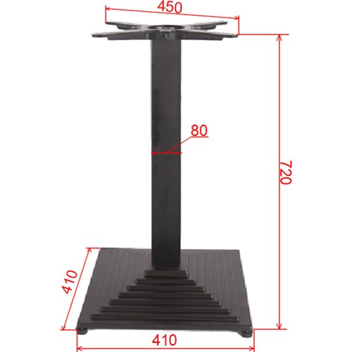 Black Cast Iron Table Base Square 410x410x720mm | Stalwart DA-A039A