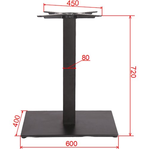Black Cast Iron Table Base Square 600x400x720mm | Stalwart DA-A040