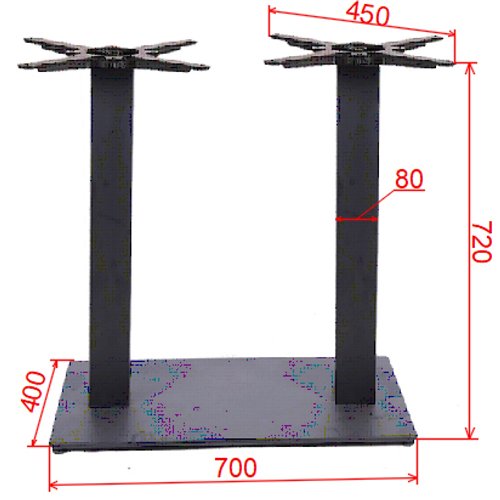 Black Cast Iron Twin Column Table Base Square 700x400x720mm | Stalwart DA-A043A