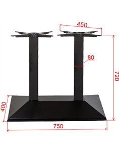 Black Cast Iron Twin Column Table Base Square 750x400x720mm | Stalwart DA-A044A 2